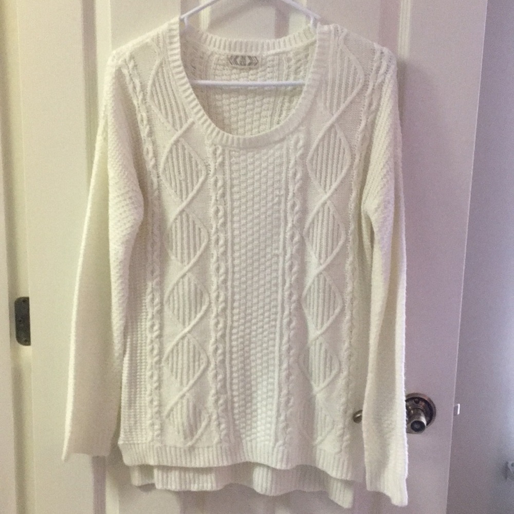 Cream Scoop-Neck Large Sweater